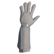 CE Approved 19cm  Long Cuff 304L Stainless Steel Chain Mail Mesh Gloves For Butcher Slaughter